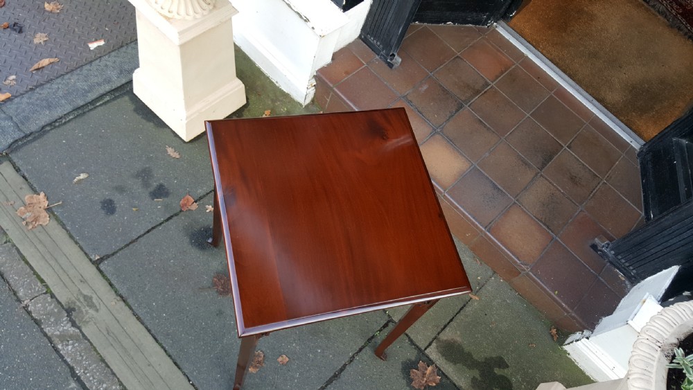 Edwardian mahogany square side lamp table View II