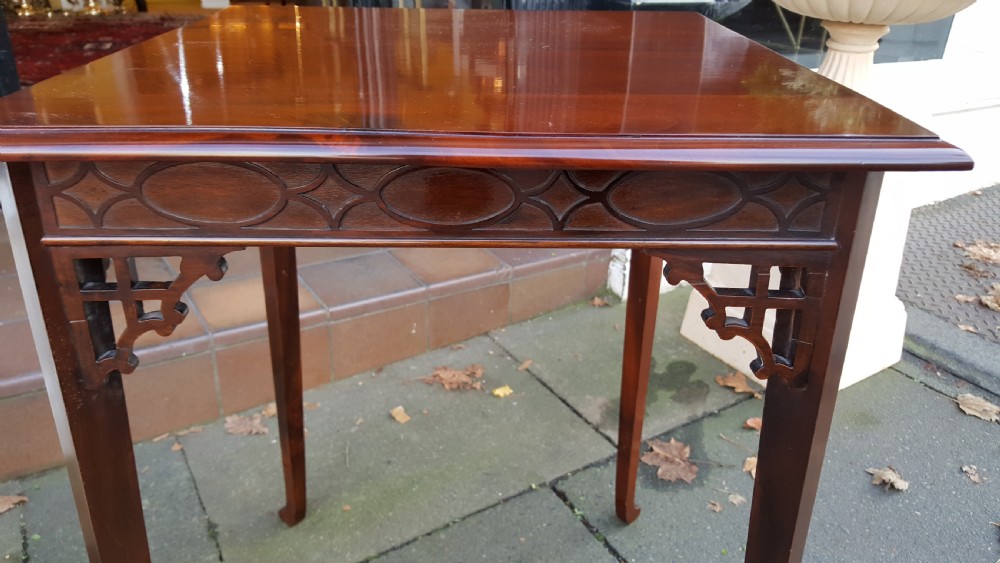 Edwardian mahogany square side lamp table View III