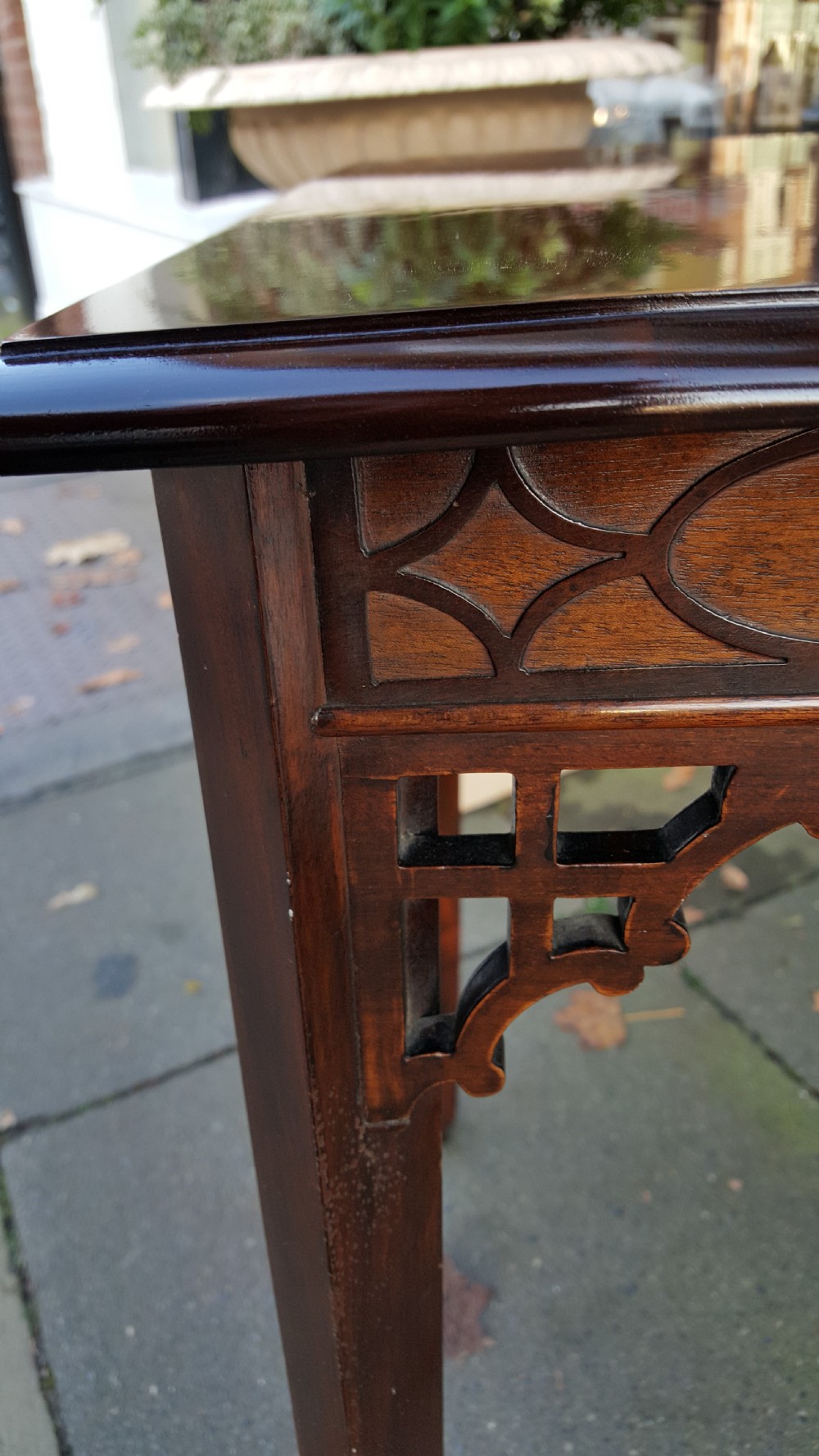 Edwardian mahogany square side lamp table View V