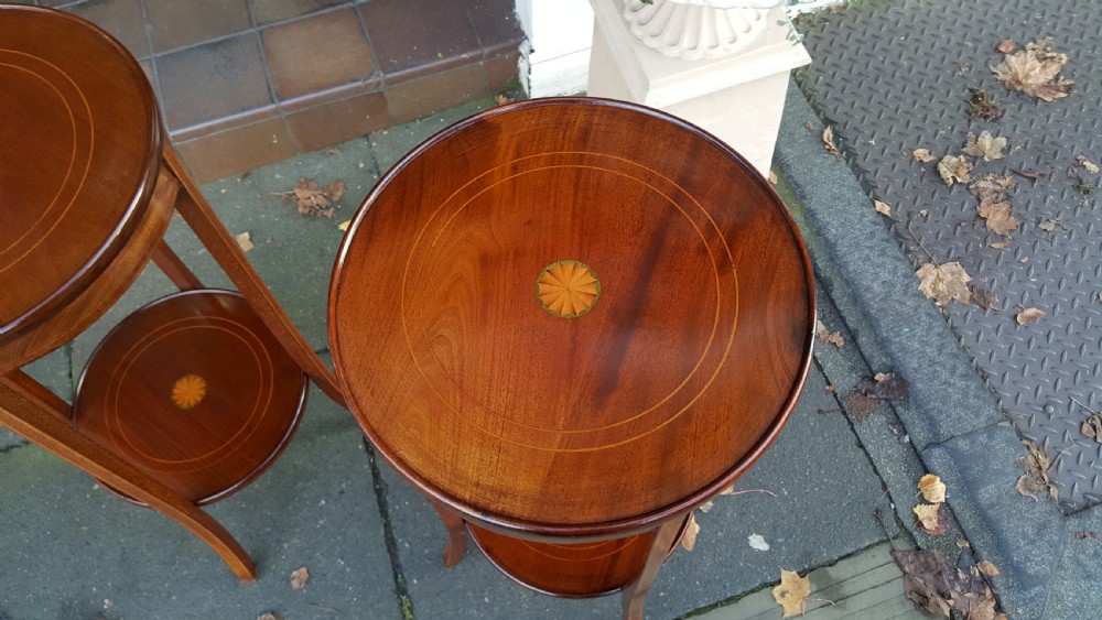 Pair of Edwardian Mahogany Side Lamp Tables View II