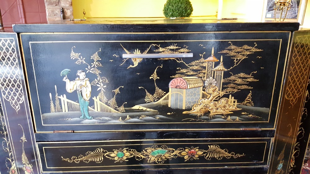 Art Deco Chinoiserie Decorated Cocktail Cabinet View V