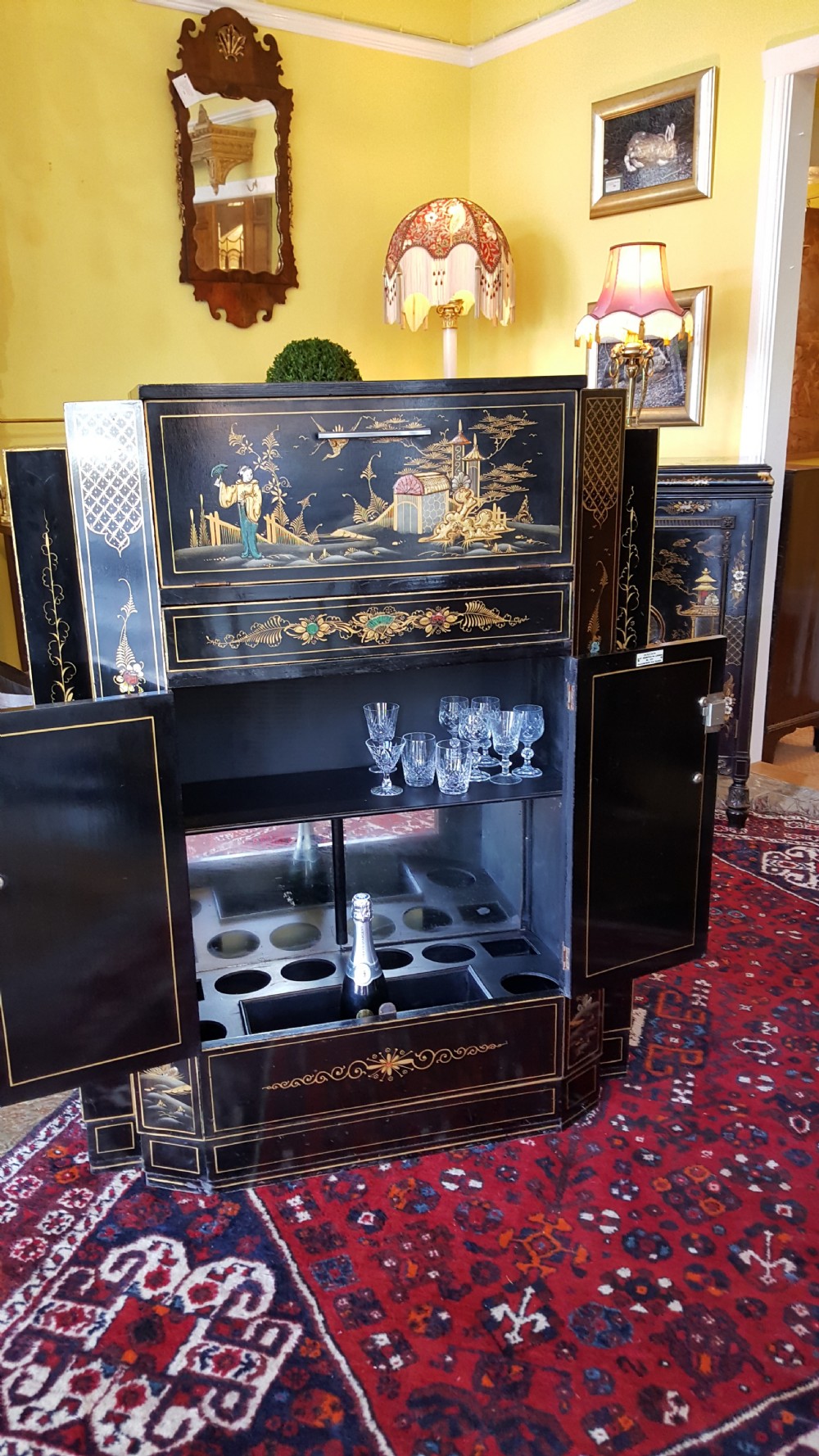 Art Deco Chinoiserie Decorated Cocktail Cabinet View IX