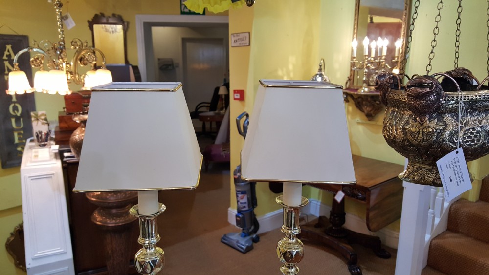 Pair of Edwardian Brass Table Lamps View V