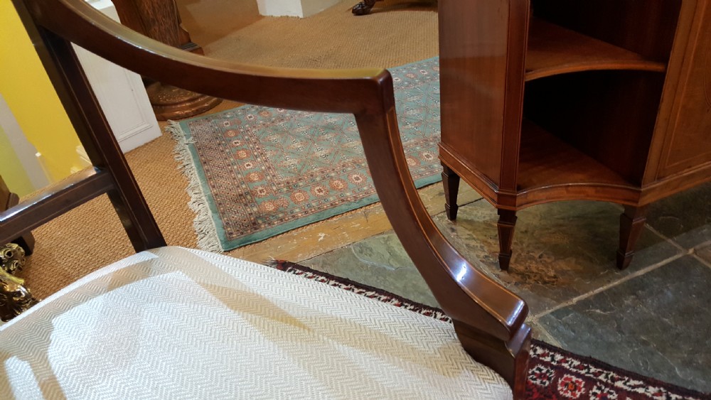 Pair of Edwardian Inlaid Mahogany Salon Chairs View III