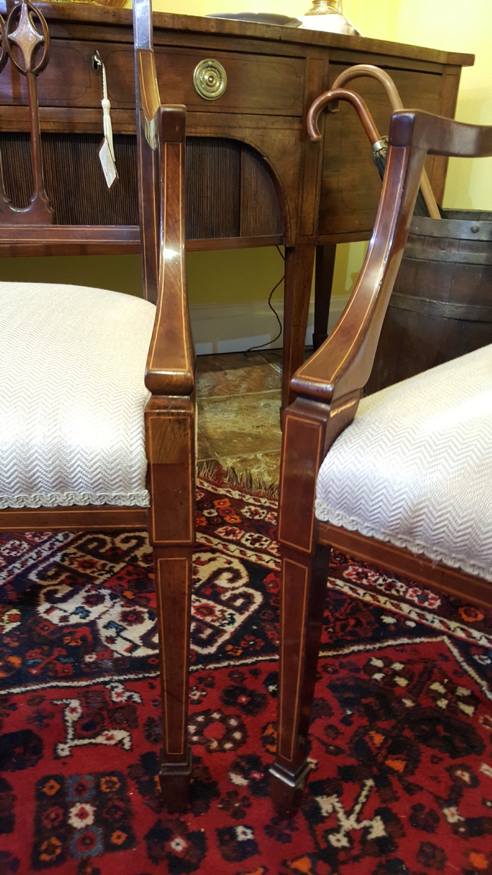 Pair of Edwardian Inlaid Mahogany Salon Chairs View V