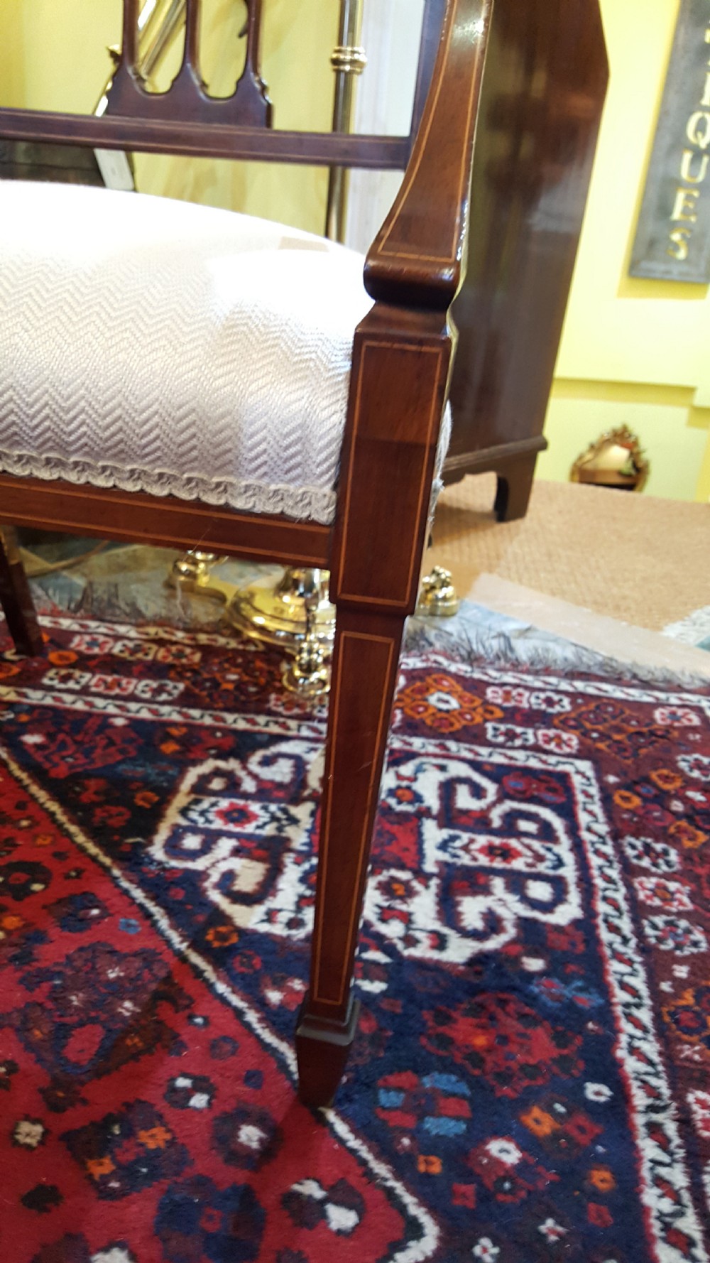 Pair of Edwardian Inlaid Mahogany Salon Chairs View VI
