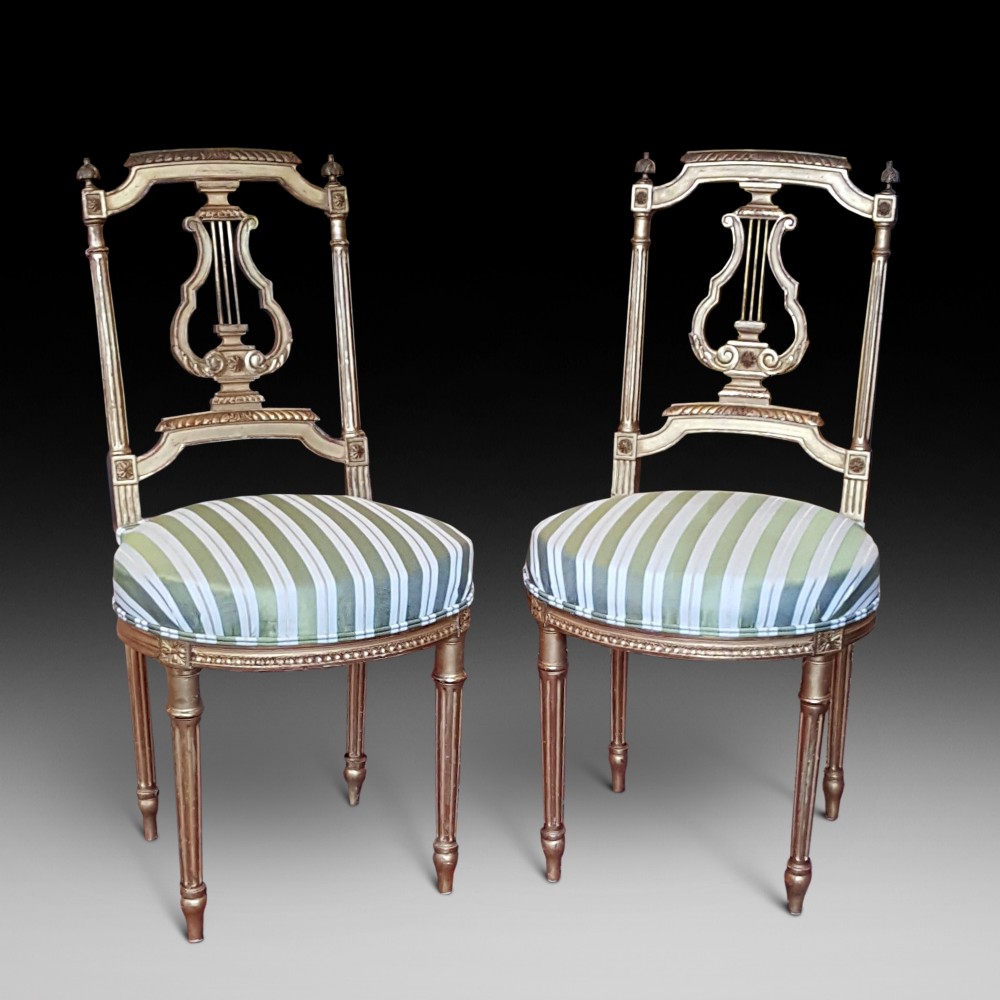 Pair of Late 19th Century Gilded Salon Chairs