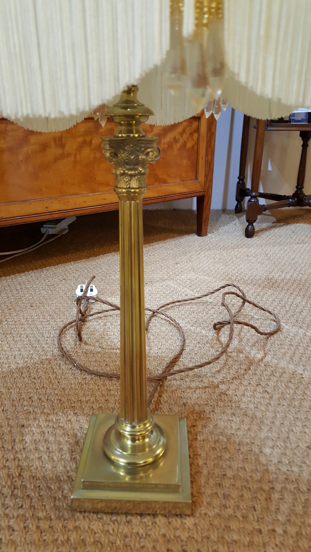 Slender Edwardian Brass Table Lamp View IV