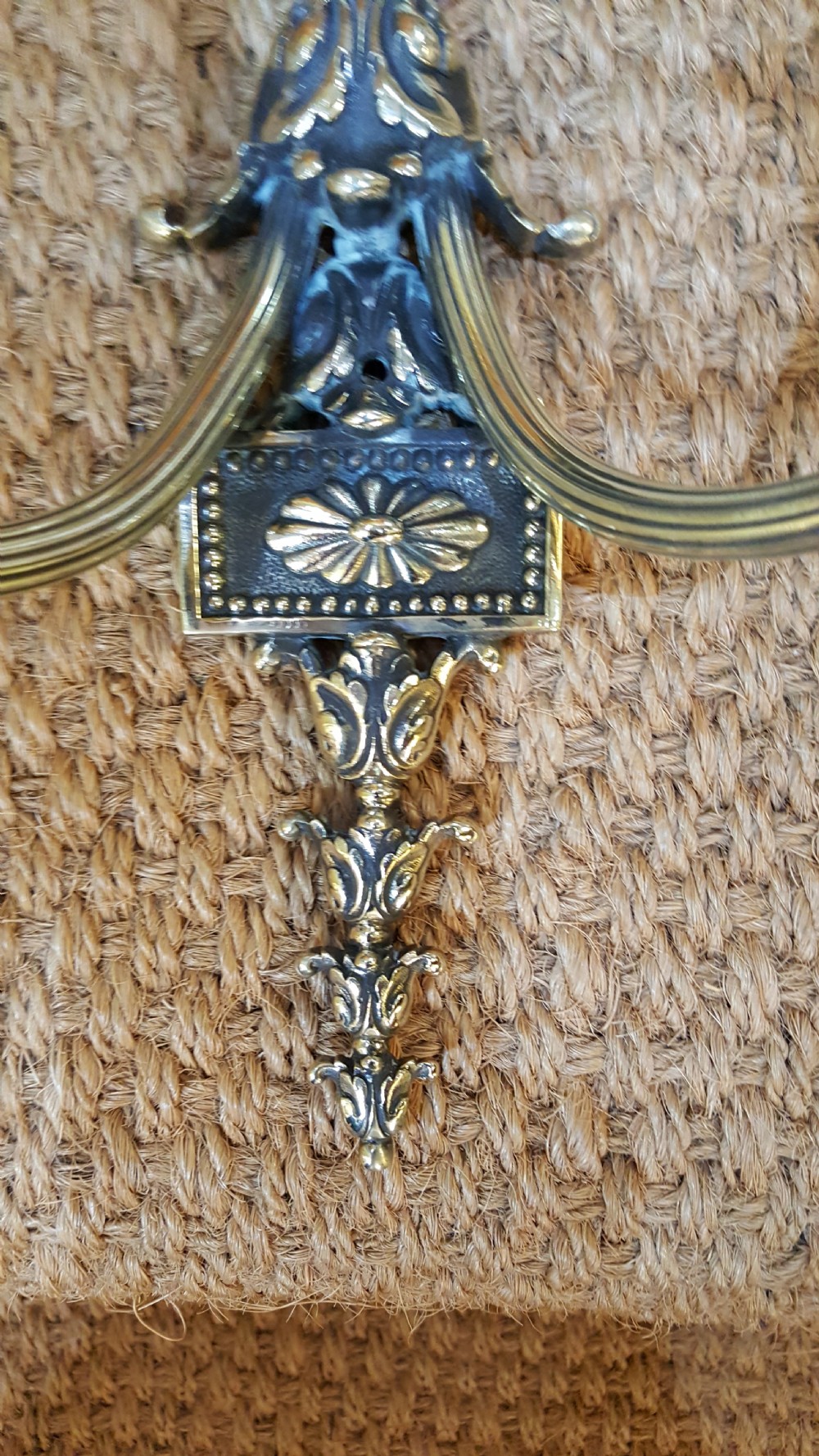 Pair of Edwardian Adam Style Brass Twin Wall Lights View VI