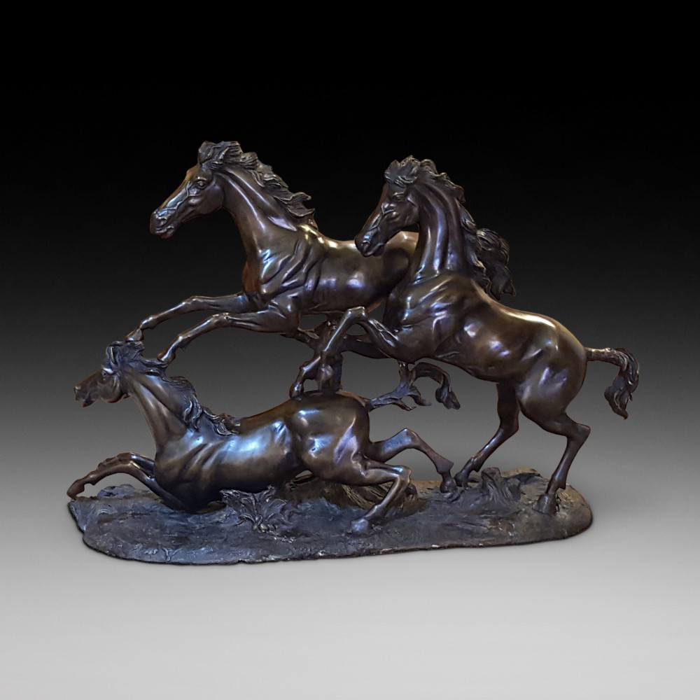 Large 19th Century Bronze Equestrian Group