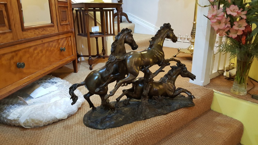 Large 19th Century Bronze Equestrian Group View II