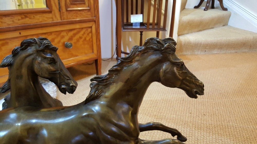 Large 19th Century Bronze Equestrian Group View IV