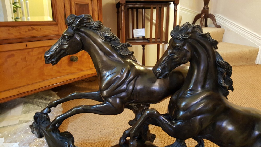 Large 19th Century Bronze Equestrian Group View VII