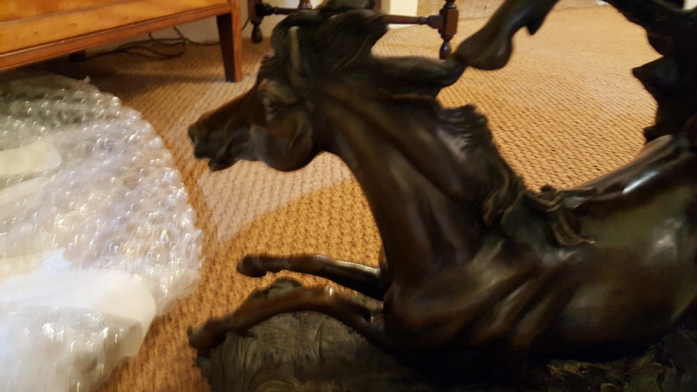 Large 19th Century Bronze Equestrian Group View VIII