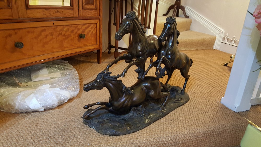Large 19th Century Bronze Equestrian Group View IX