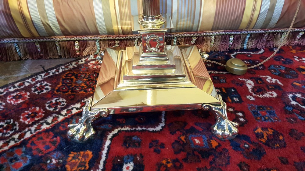 Edwardian brass Corinthian column standard lamp View IV