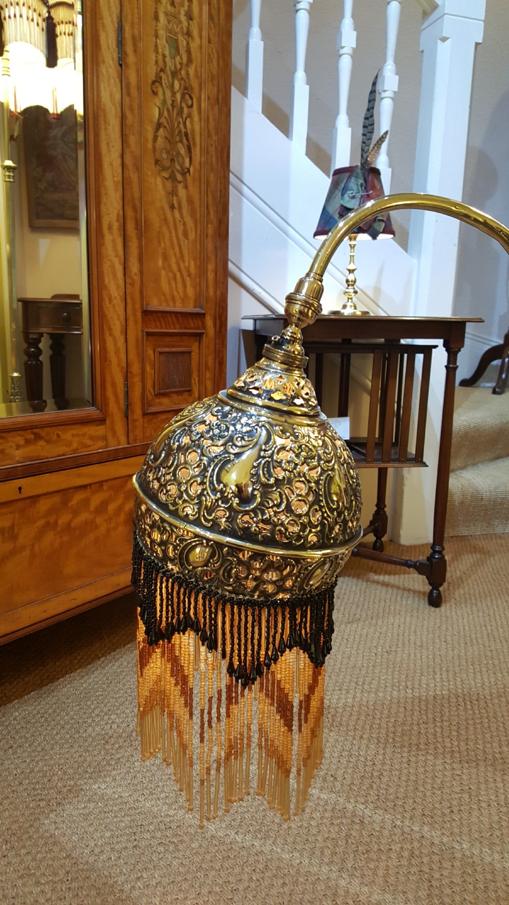 Edwardian Persian Influenced Pierced Brass Table Lamp View VI