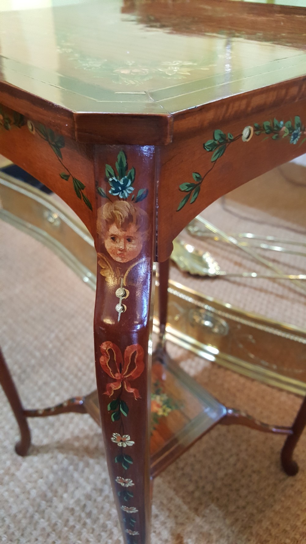 Edwardian painted satinwood occasional table, View VI