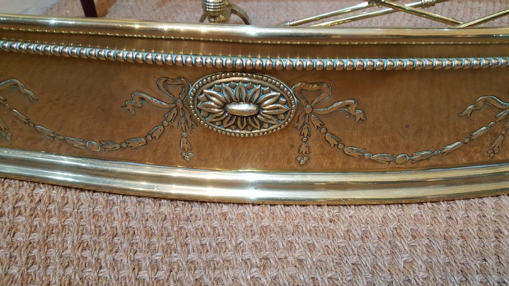 Edwardian Adam Style Brass Fireside Set View II