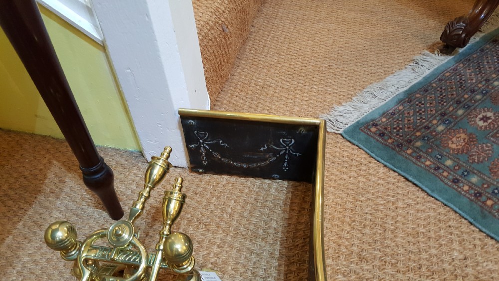 Edwardian Adam Style Brass Fireside Set View V