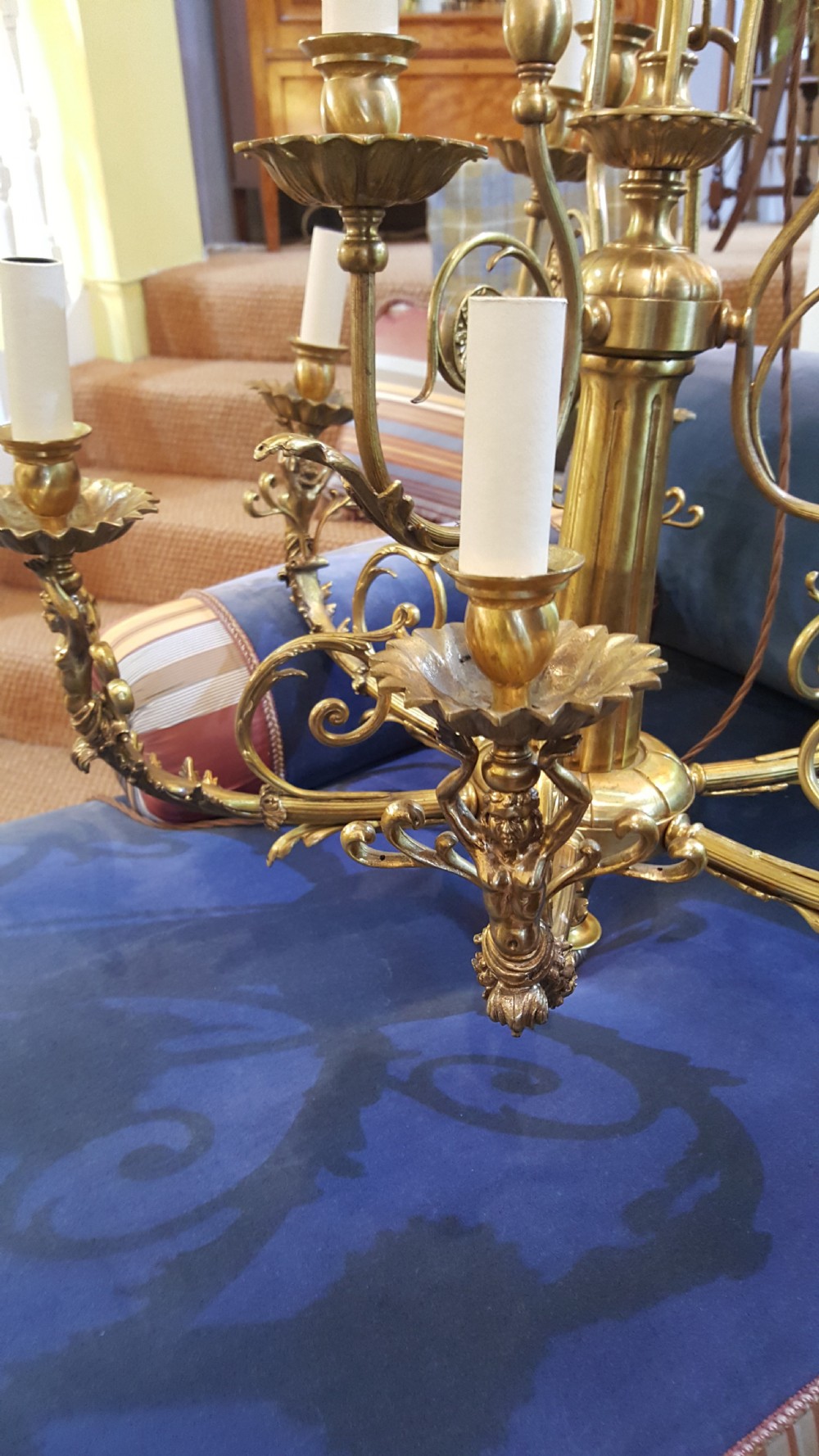 Late 19th Century Gilt Bronze Chandelier View II