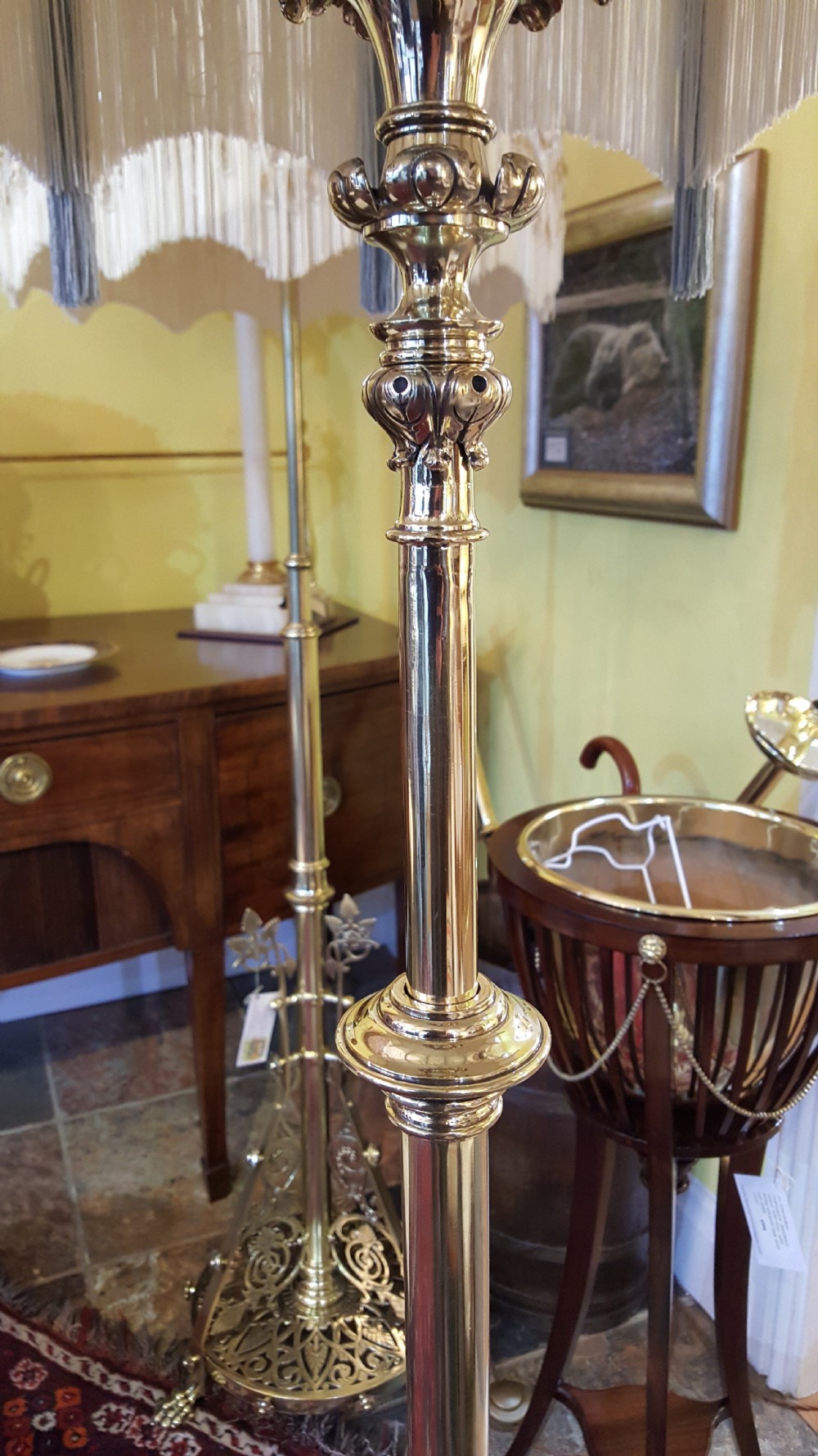 Victorian brass extending oil standard lamp View VII