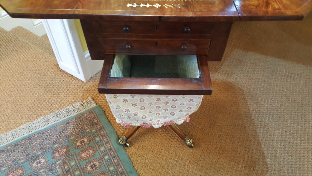 Regency Rosewood and Brass Inlaid Pemroke Work Table View VIII