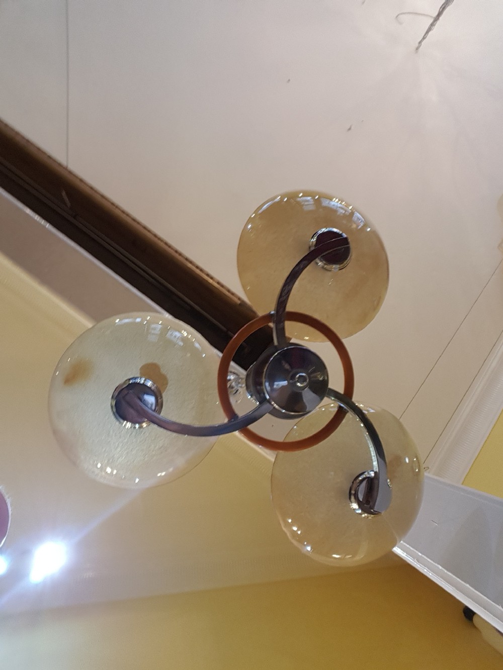 Art Deco Chrome and Bakelite Ceiling Light View II