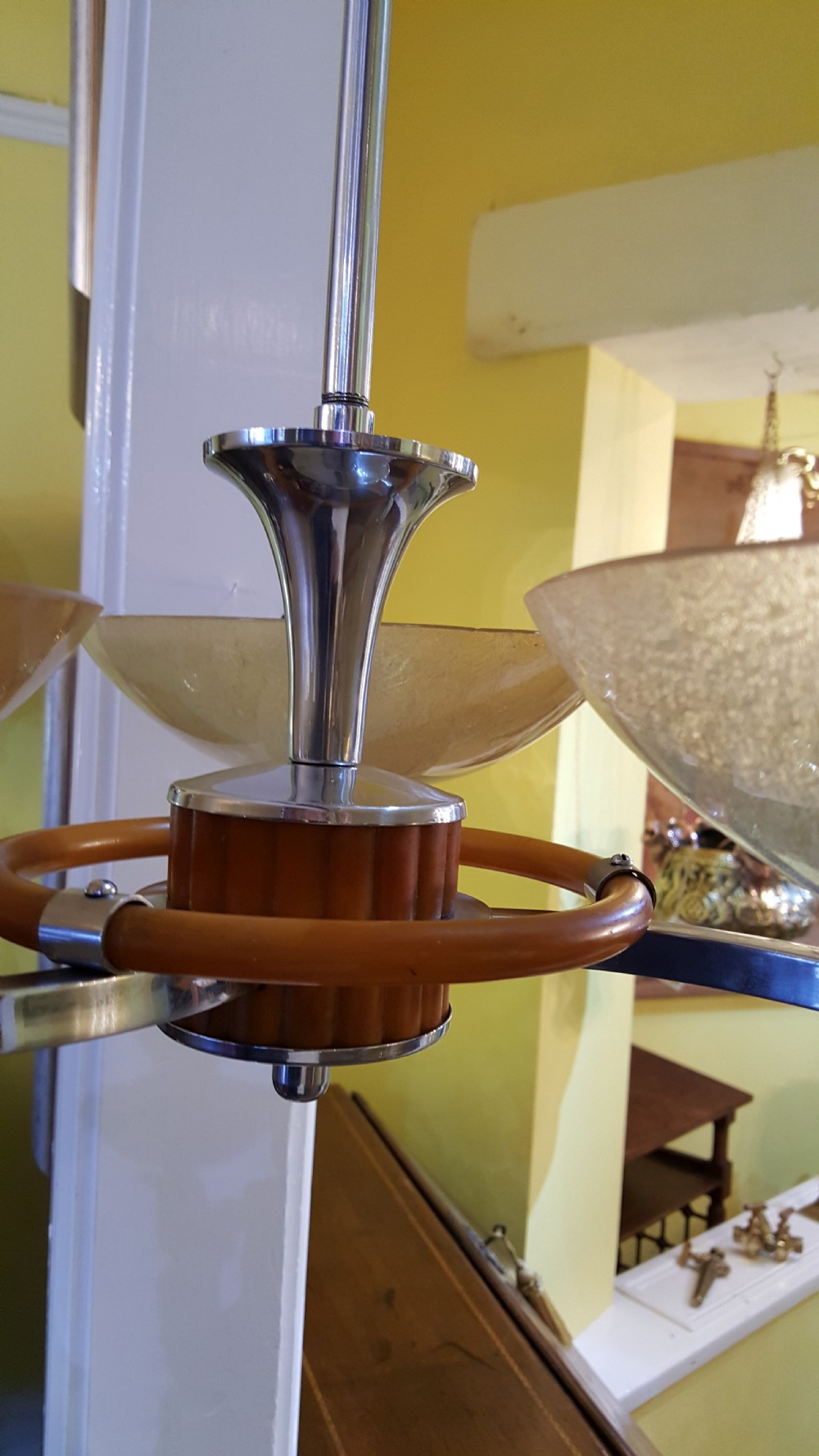 Art Deco Chrome and Bakelite Ceiling Light View IV