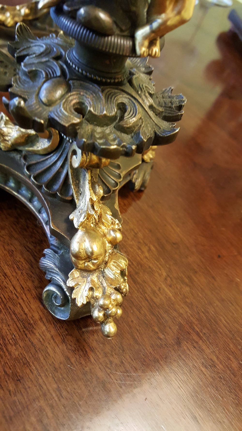 Pair Victorian Bronze Candlesticks View III