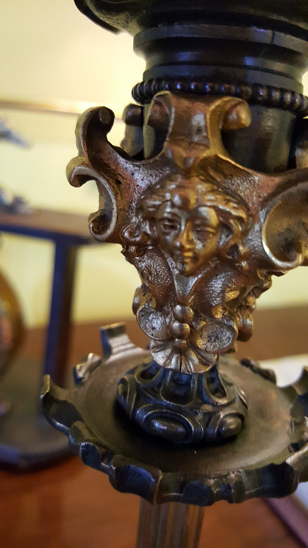 Pair Victorian Bronze Candlesticks View V