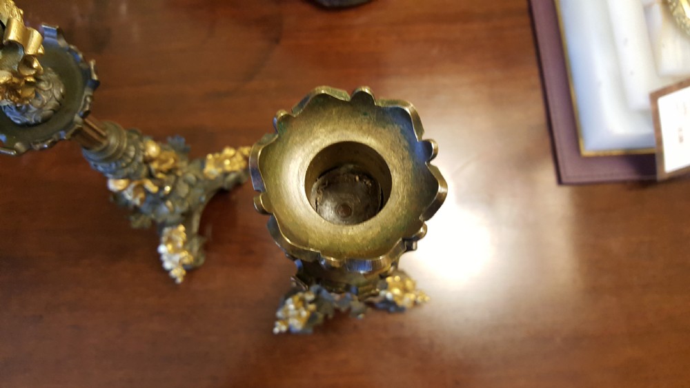 Pair Victorian Bronze Candlesticks View VI