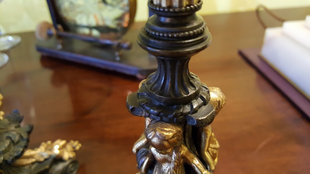 Pair Victorian Bronze Candlesticks View VIII