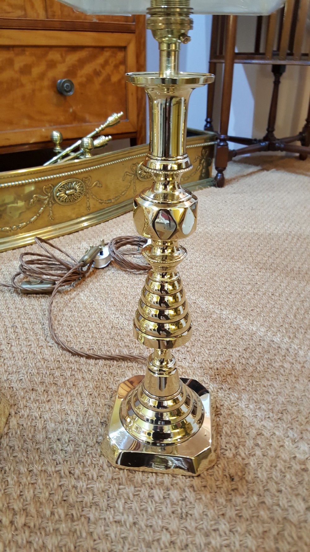 Pair of Large Edwardian Brass Candlesticks View II