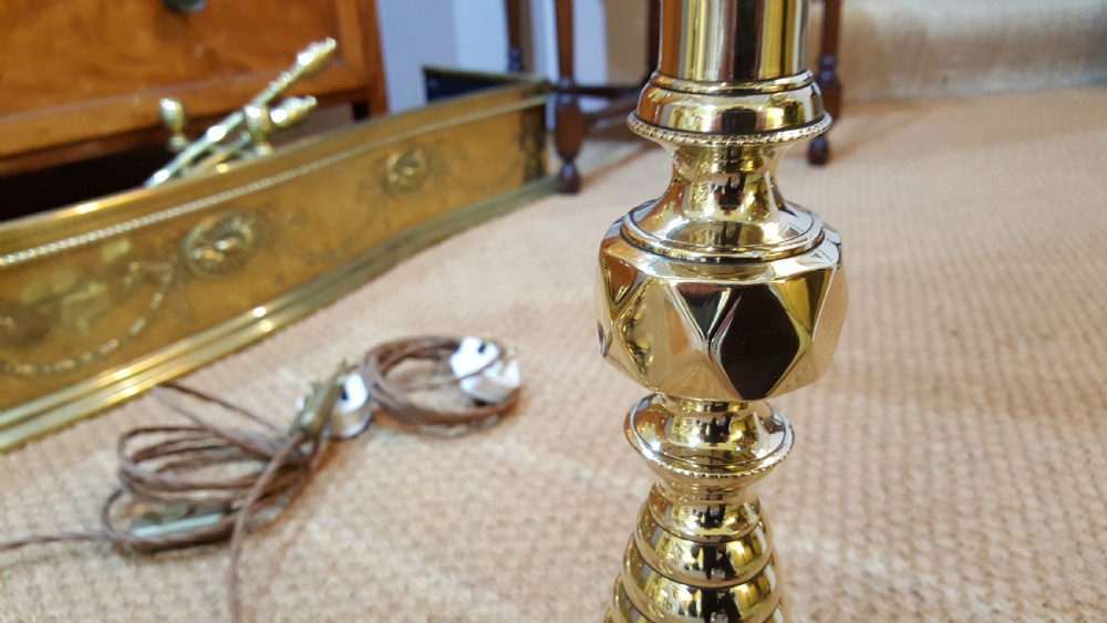 Pair of Large Edwardian Brass Candlesticks View III