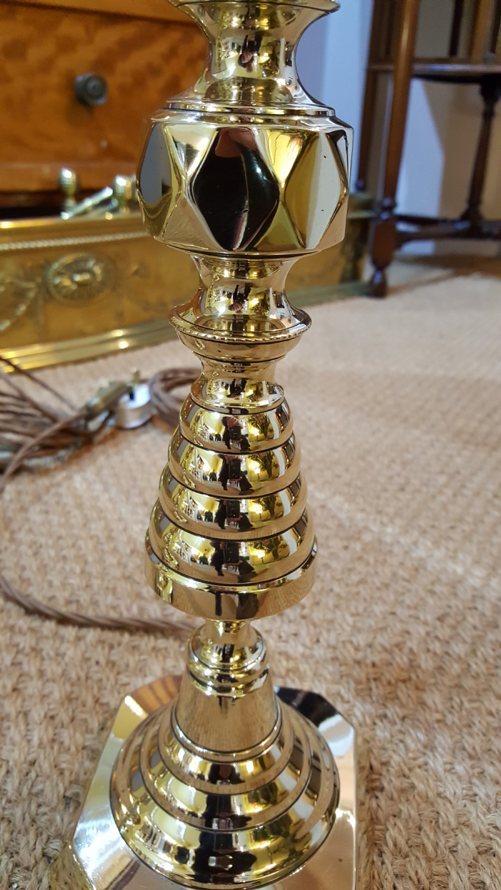 Pair of Large Edwardian Brass Candlesticks View IV