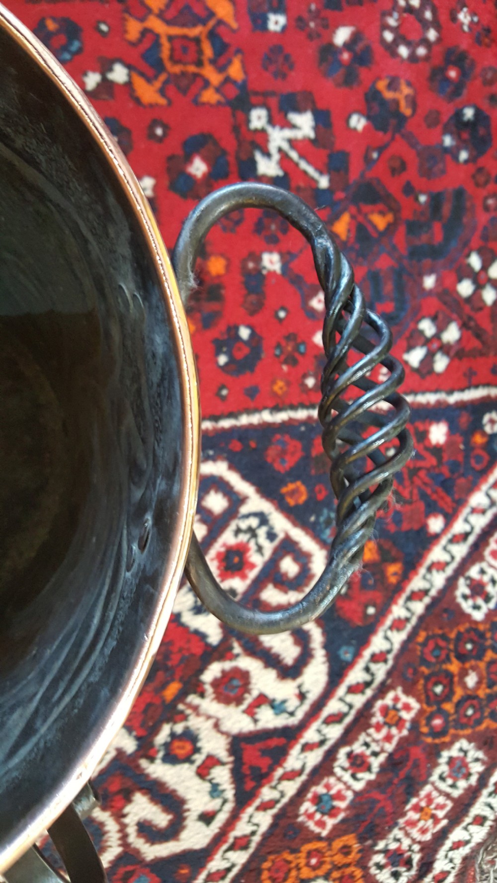 Arts and Crafts copper and wrought iron coal bucket View V