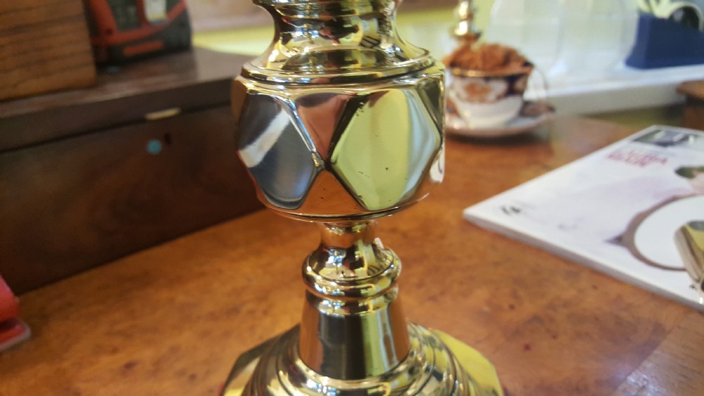 Pair of Large Edwardian Brass Candlesticks View IV