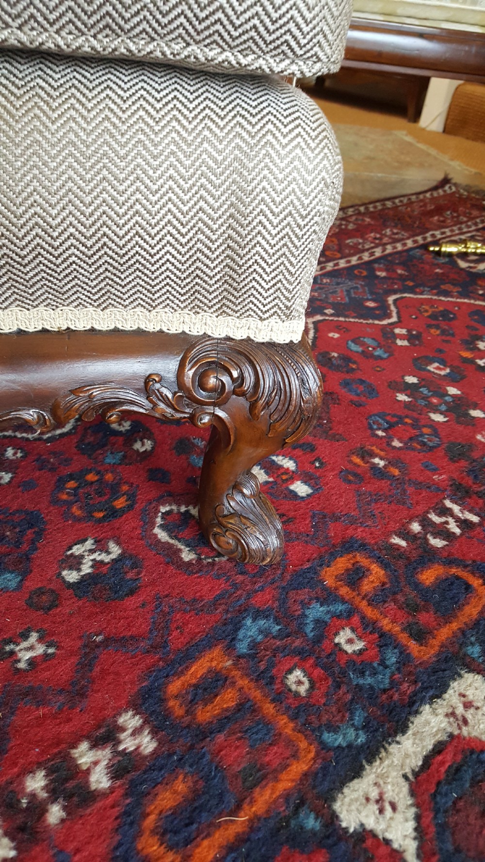 Pair of 1920's Mahogany Framed Wing Armchairs View III