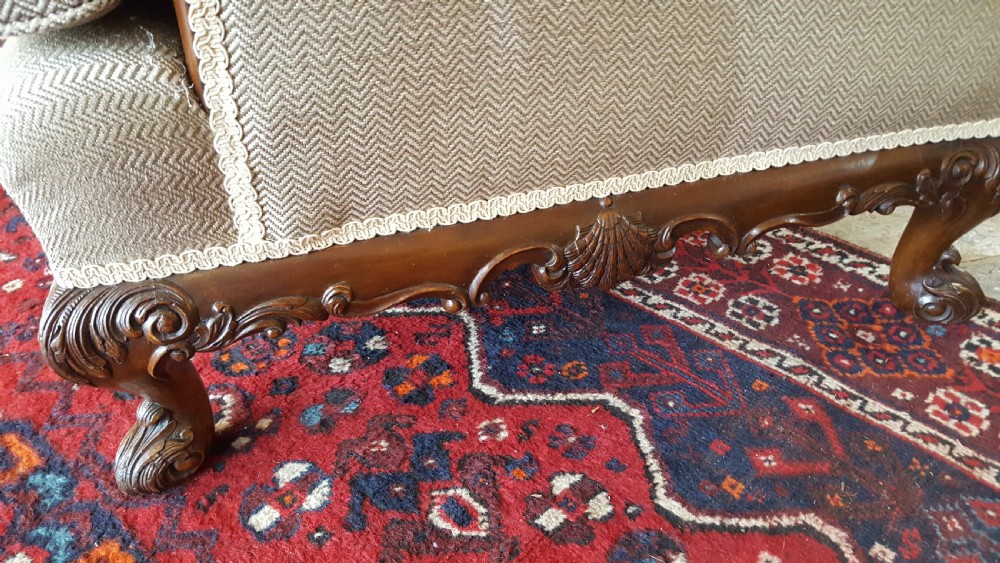 Pair of 1920's Mahogany Framed Wing Armchairs View V