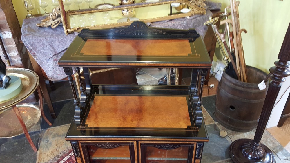 Late Victorian Amboyna and Ebonised Music Cabinet View III
