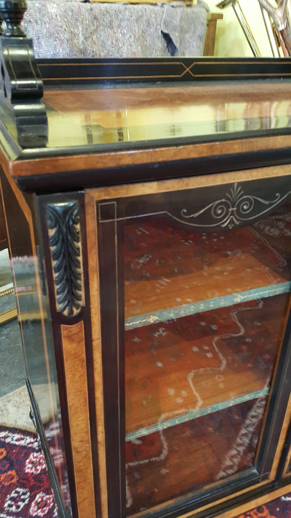 Late Victorian Amboyna and Ebonised Music Cabinet View VI