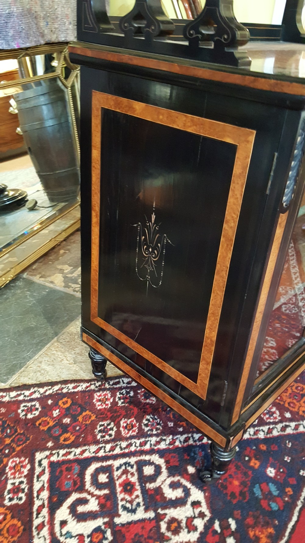 Late Victorian Amboyna and Ebonised Music Cabinet View VII