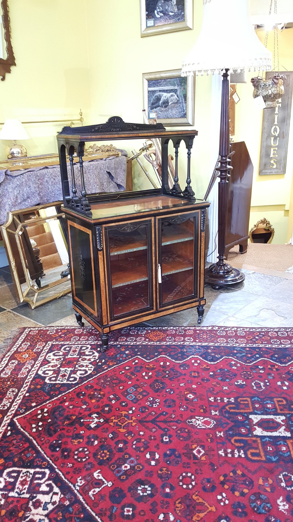 Late Victorian Amboyna and Ebonised Music Cabinet View XI