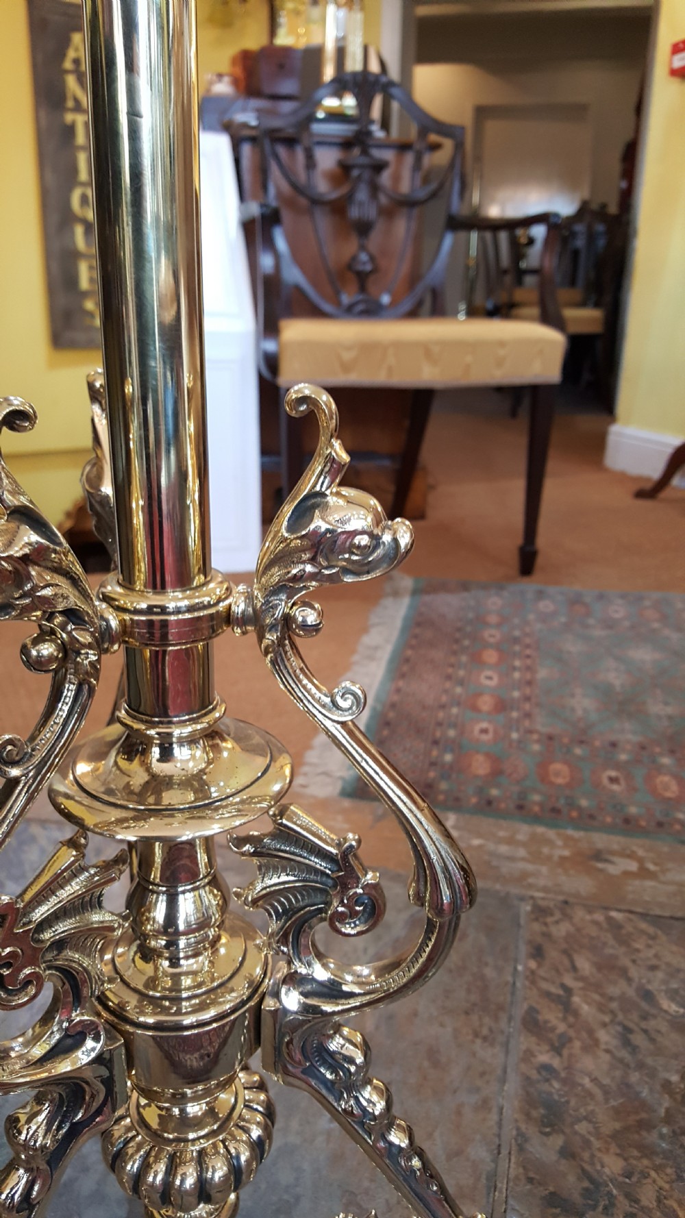 Victorian Oil Standard Lamp - converted to electric View V