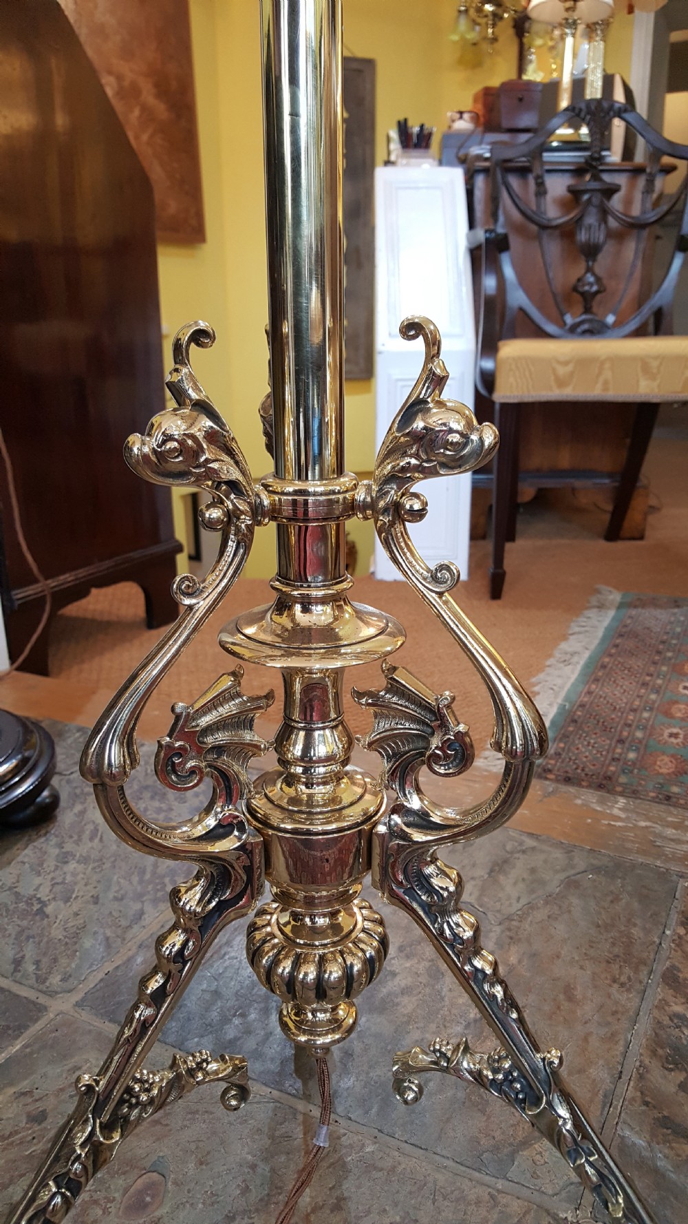 Victorian Oil Standard Lamp - converted to electric View VI