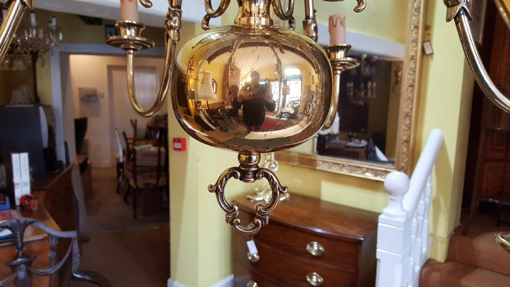Dutch brass six branch chandelier View III