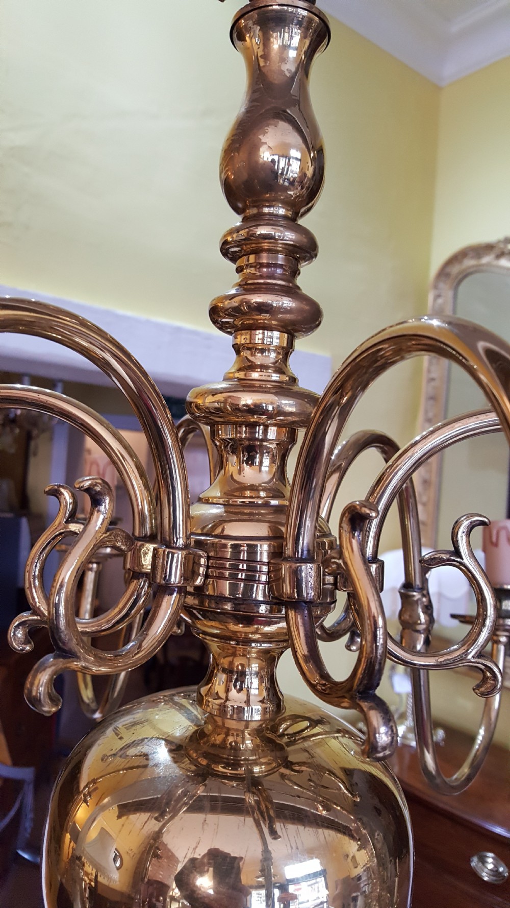 Dutch brass six branch chandelier View V