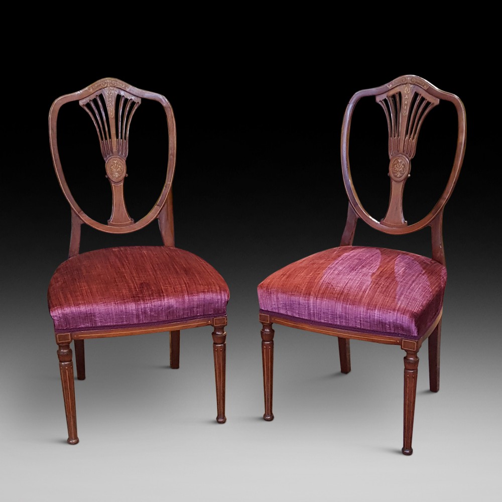 Pair of Edwardian Mahogany and Marquetry Chairs