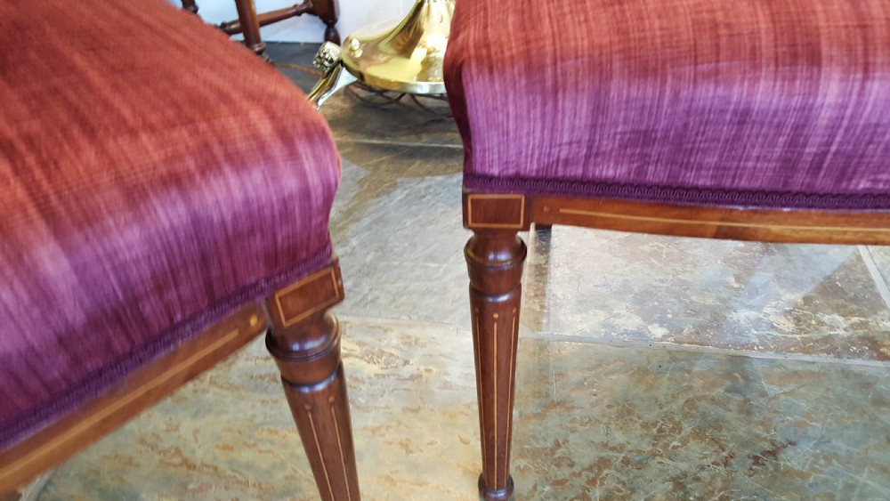 Pair of Edwardian Mahogany and Marquetry Chairs View IV